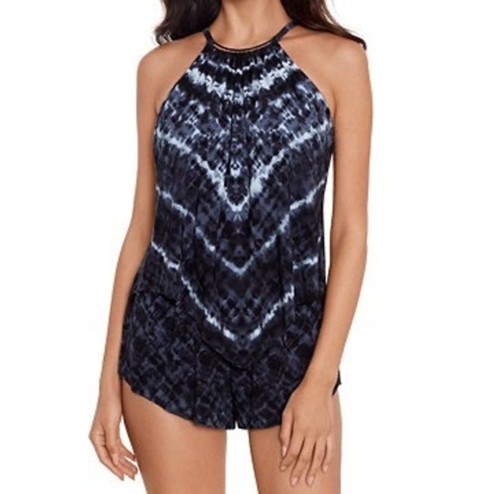 Magicsuit Vera Cruz Goldie Halter Swim Romper One Piece Swimsuit Coverage Sz 12